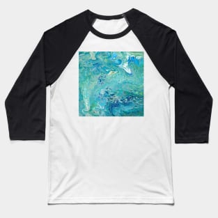 Paint pour marbled turquoise blues Baseball T-Shirt